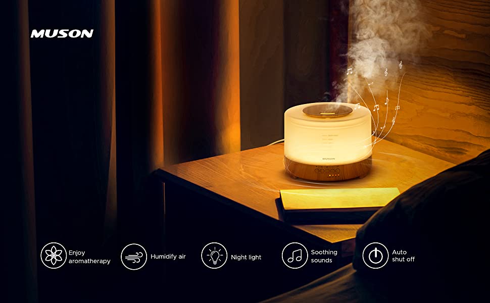 muson Essential Oil Diffuser Sound Machine Combo Diffuser for