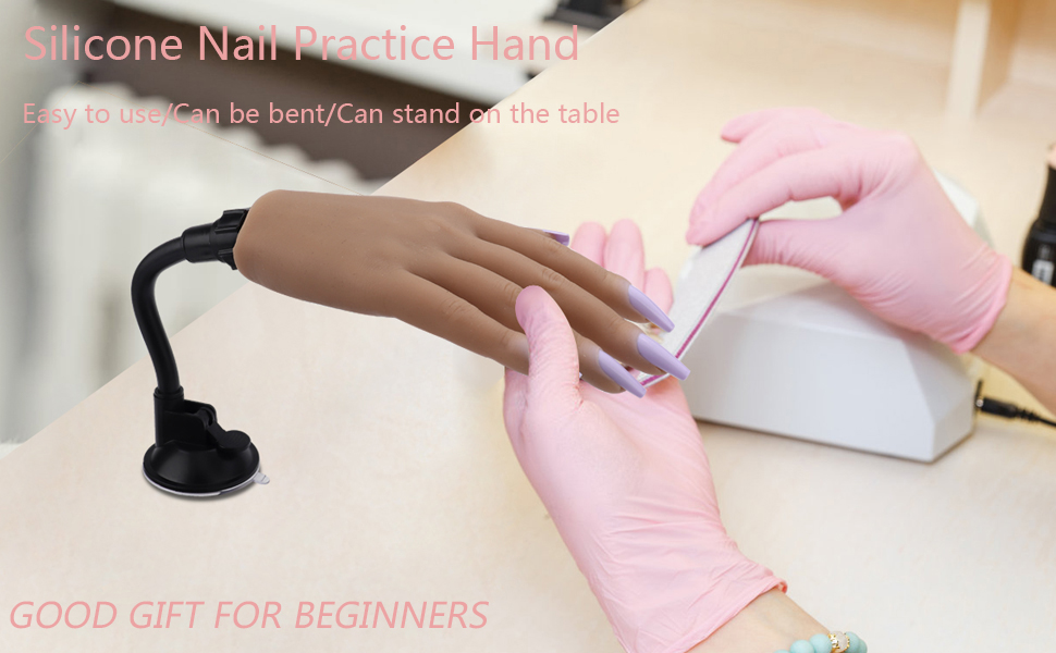 Silicone Practice Hand for Acrylic Nails with Bracket