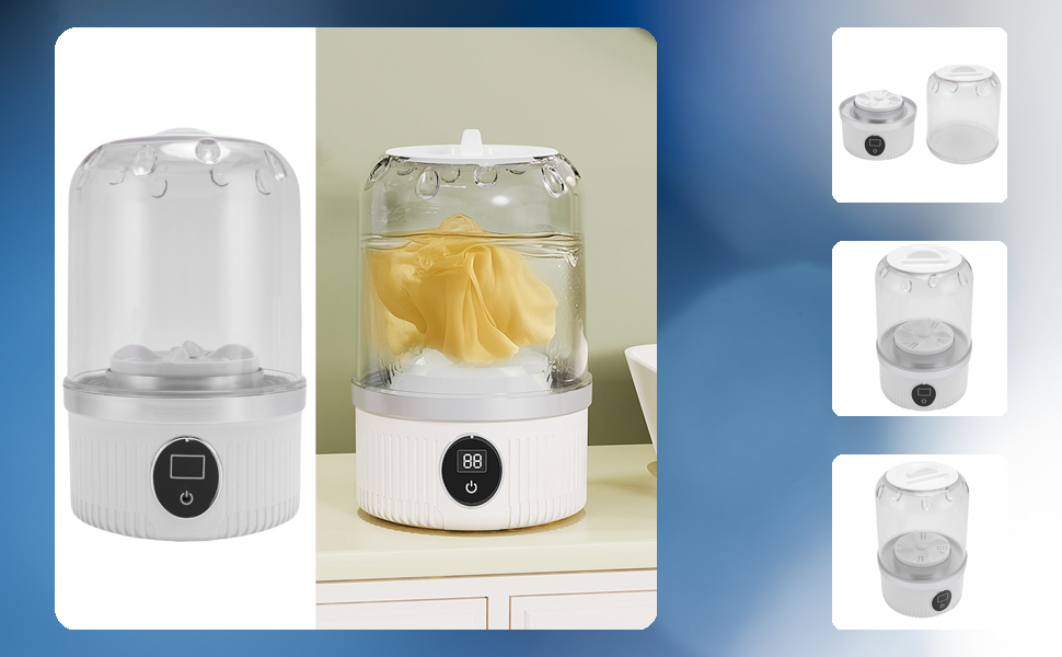 Portable Cordless Washing Machine - Rechargeable Mini Laundry Washer with 1000RPM Spin for Underwear and Socks - Compact and Lightweight, White 21 1418250057011-1