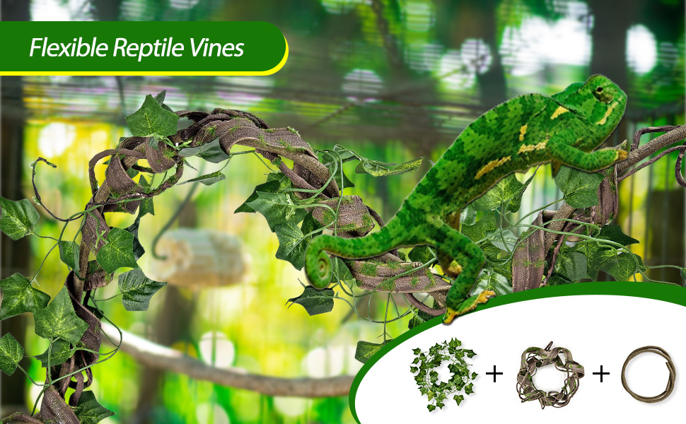 Furpaw 4 Pcs Reptile Vines, Branch Jungle Flexible Bendable Vine with