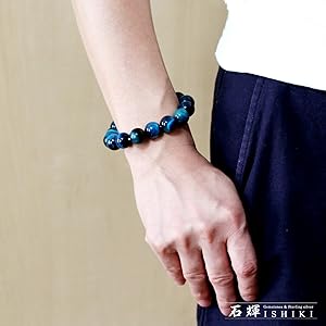 Amazon | [石輝] ライトブルータイガーアイ 14mm ブレスレット メンズ