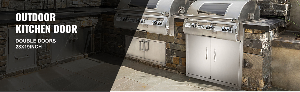 Amazon Com Mophorn Bbq Access Door 28w X 19h Inch Double Bbq Door Stainless Steel Outdoor Kitchen Doors For Bbq Island Grill Station Outside Cabinet Home Improvement