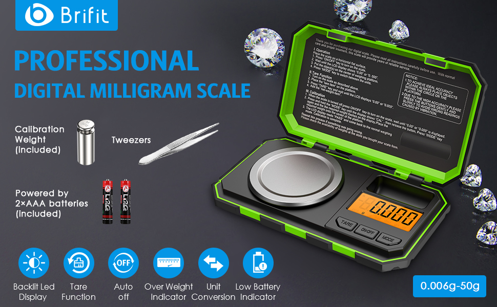 Brifit Digital Pocket Scale, 50g Precision Mini Food Scales, Portable