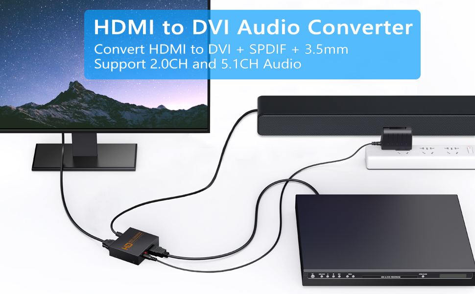 HDMI to DVI Converter,eSynic Professional HDMI to DVI Audio Extractor