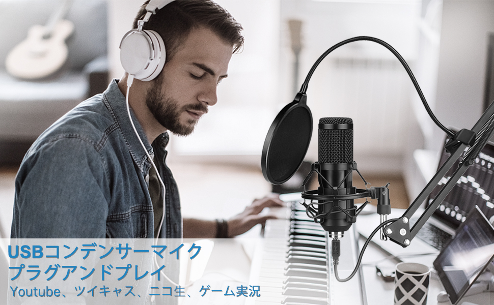 Amazon.co.jp: マイク コンデンサーマイク(アームスタンド付き