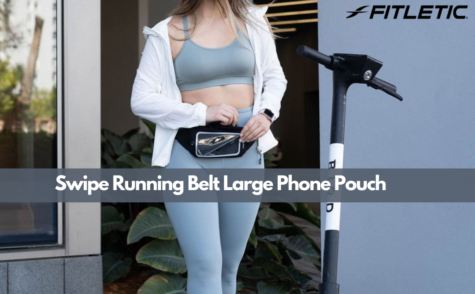 Fitletic Swipe Running Belt Large Phone Pouch, Sport Fanny