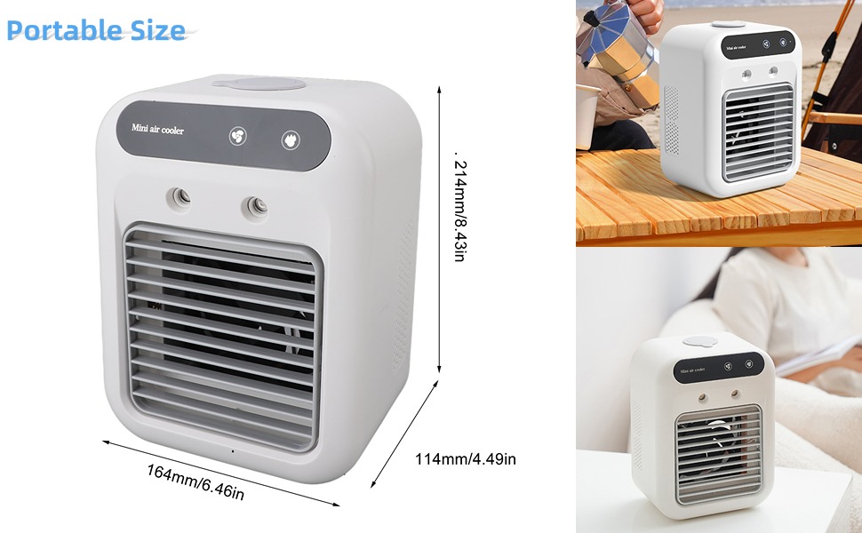 Portable Air Conditioner, Powerful Cooling Fan with 500ml Water for Home, Energy Efficient with Comp