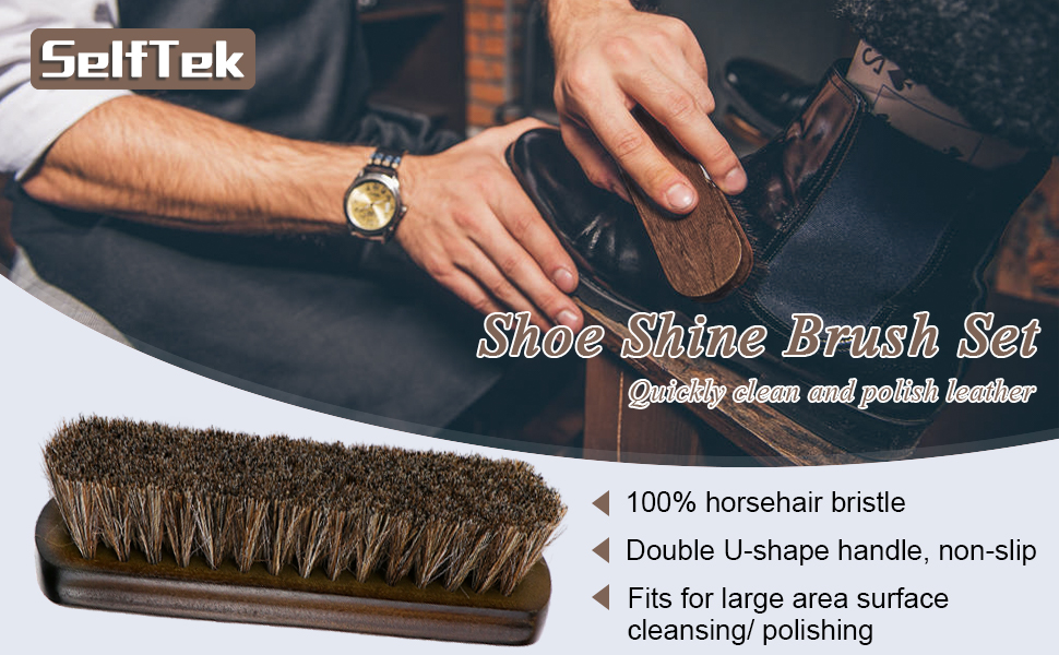 SelfTek 6Pack Shoe & Boot Cleaning Brushes, Horsehair Bristles Brushes