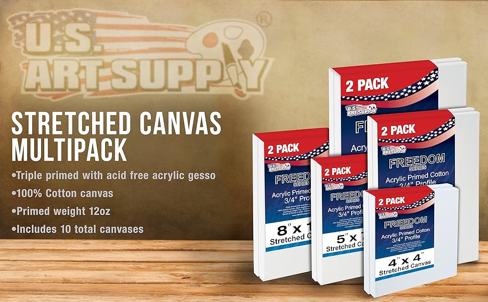 U.S. Art Supply Stretched Canvas Multipack