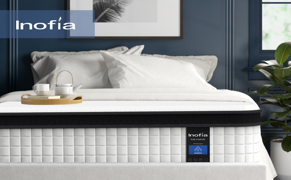 Queen Mattress, Inofia 12 inch Hybrid Mattress in Box, 7 Zoned