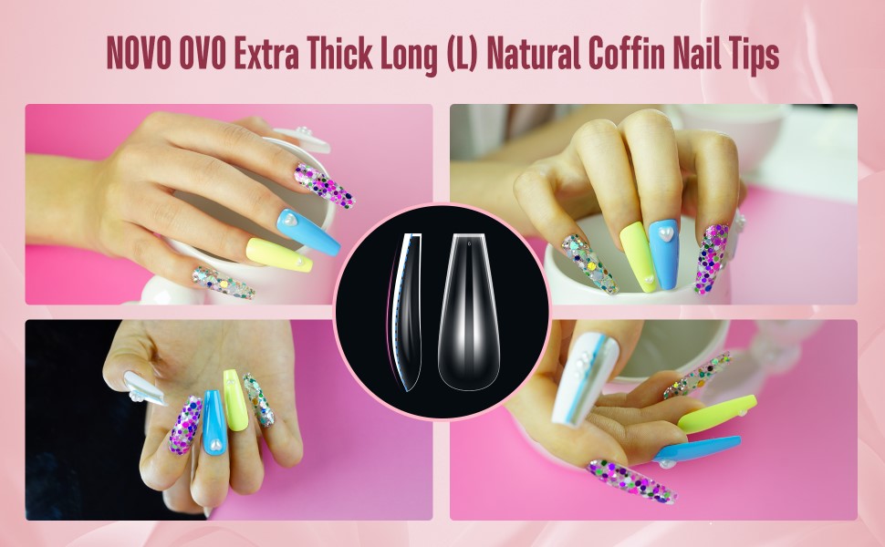 Extra thick natural L coffin nail tips