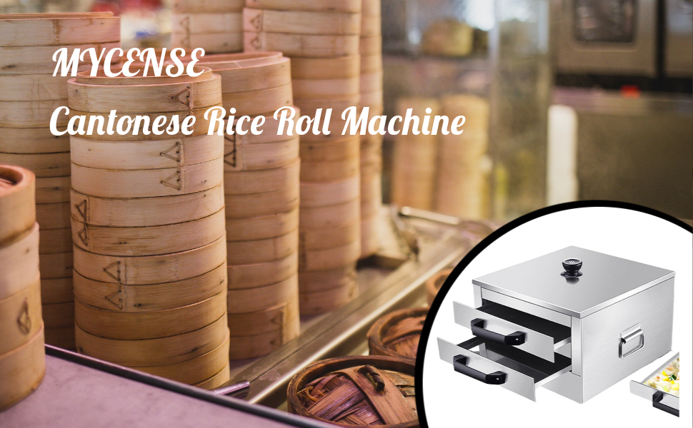 MYCENSE 2 Grid Rice Roll Machine Cantonese Rice Noodle Rolls Machine
