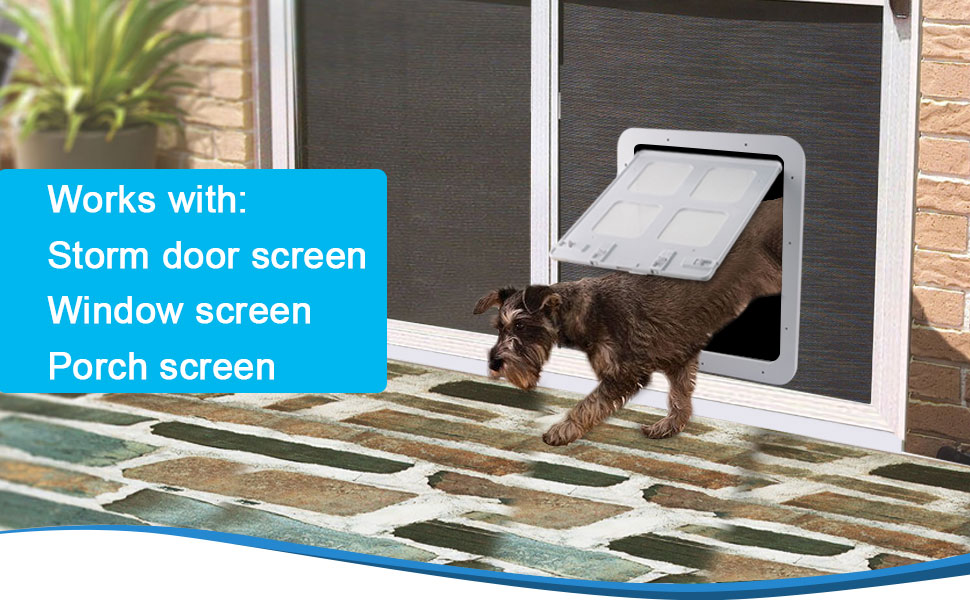 CEESC Pet Screen Door for Cats & Doggie(Outer Size 11.4" x 9.4"), 4 Way