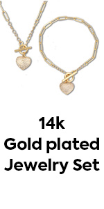 14k Gold Plated Brass Heart Charm Jewelry Set