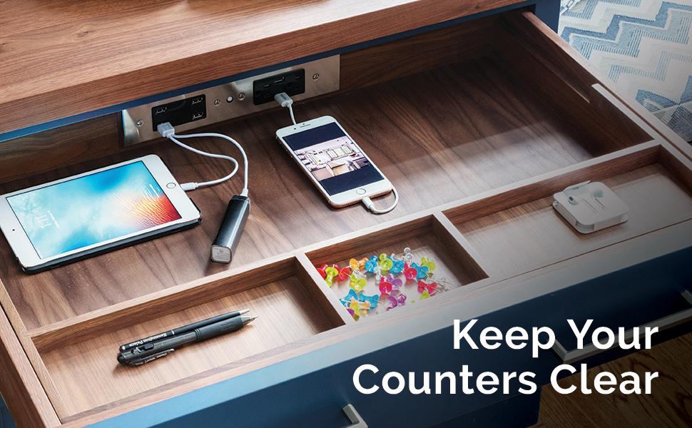 Docking Drawer Blade Duo In Drawer Charging Outlet 2 Ac Outlets And 6 Usb A Ports Black Easy To Install Amazon Com