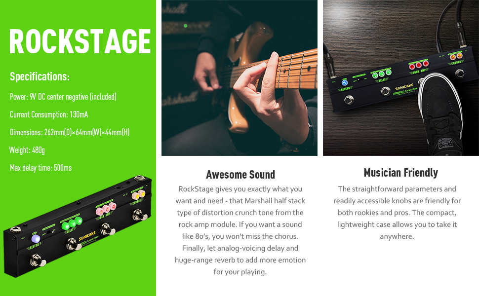 Sonicake Multi Guitar Effect Strip Pedal Sonicbar Rockstage Combining 4