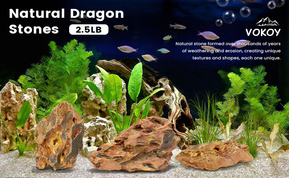 2.5lb Natural Dragon Stones, Aquarium Rocks Decoration Aquascaping Stone Landscaping Model