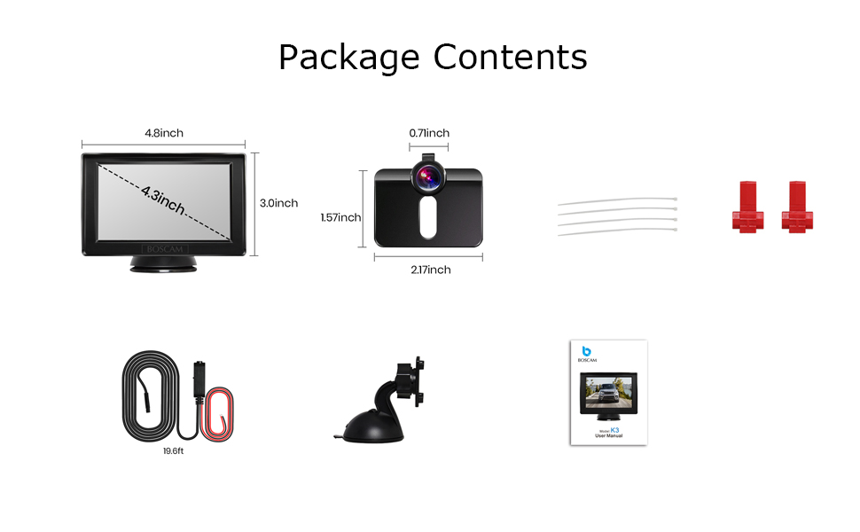 BOSCAM Backup Camera and Monitor Kit for Cars 4.3 inch TFT LCD Rear