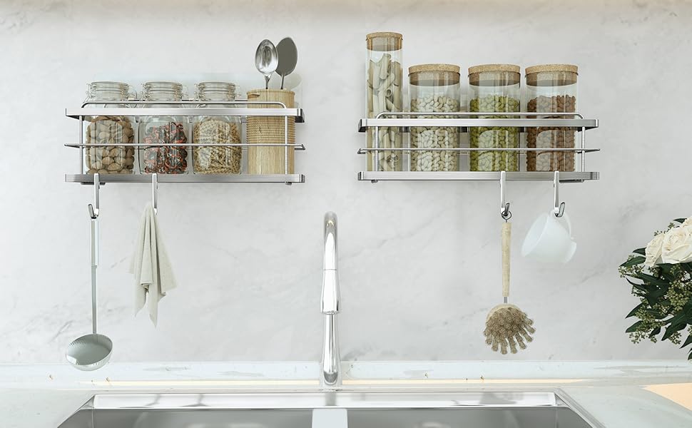 KINCMAX Shower Caddy Basket Shelf Pack of 2 Self Adhesive DrillFree