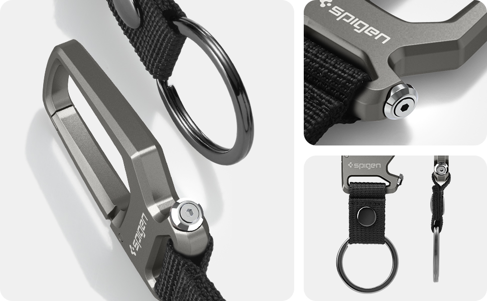Spigen Carabiner Key Ring Clip, Car Keychain Clip, Bottle Opener Key
