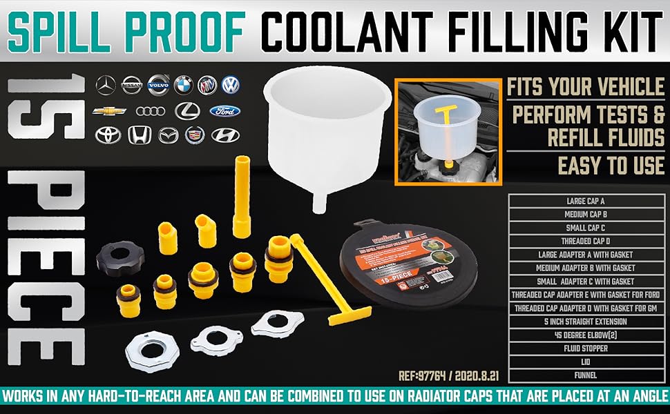 Ultimate No Spill Coolant Funnel Kit 19Piece SpillFree
