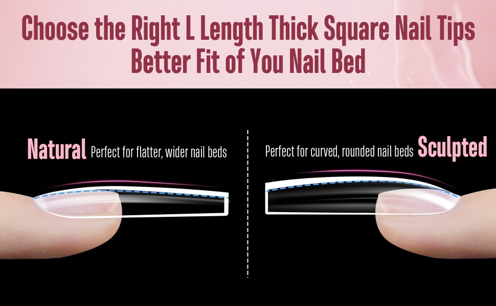 Extra thick natural L square nail tips