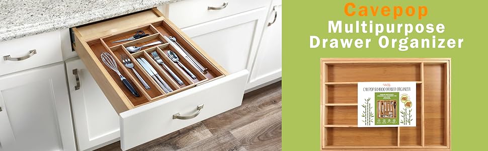 Cavepop Bamboo Silverware Kitchen Drawer Organizer Ebay