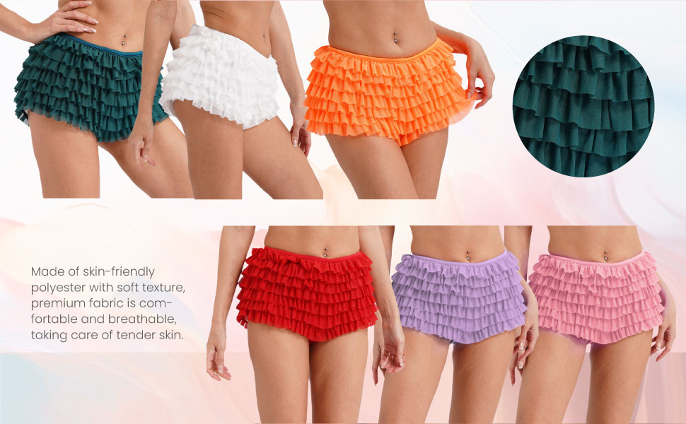 Women's Lolita Bloomers Tiered Mesh Multi-layer Ruffles Pumpkin Pants Security Shorts Pant