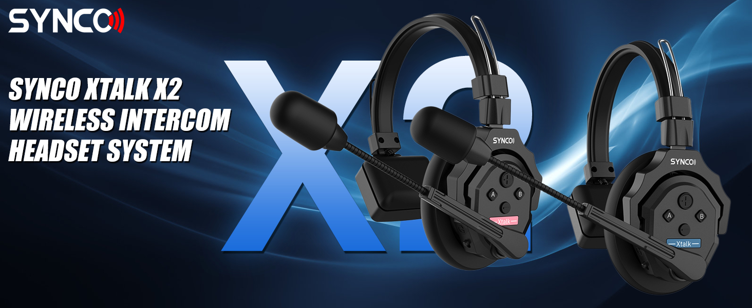 SYNCO Xtalk X2 2-Person Wireless Intercom Headset System 2.4