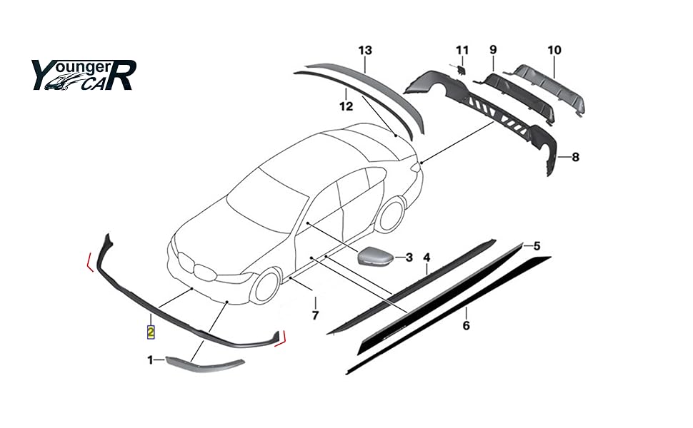 Front Bumper Lip for 20192020 Mercedes Benz W205 CClass
