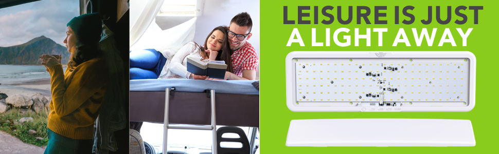 Leisure LED RV Trailer Camper 5th Wheel Interior Ceiling Overhead Light Slim Lumen White Dimmer