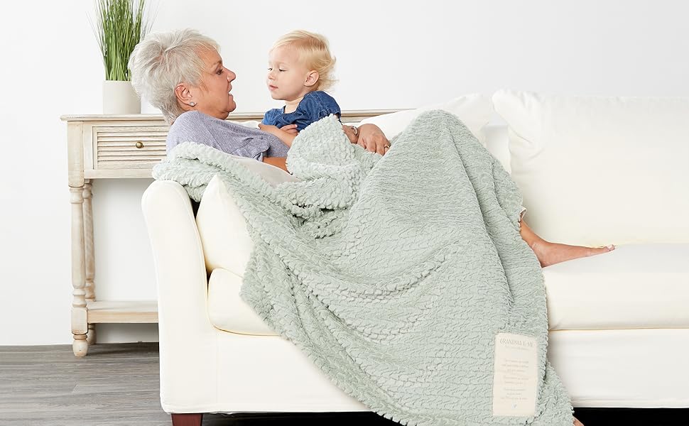DEMDACO Grandma and Me Soft Sage 60 x 50 Polyester Fabric Toddler Cuddle Blanket Baby