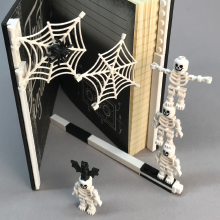 LEGO Stationery Notebook Gel Pen Holiday Theme Halloween Minifigure Spider Skeleton Bat Web
