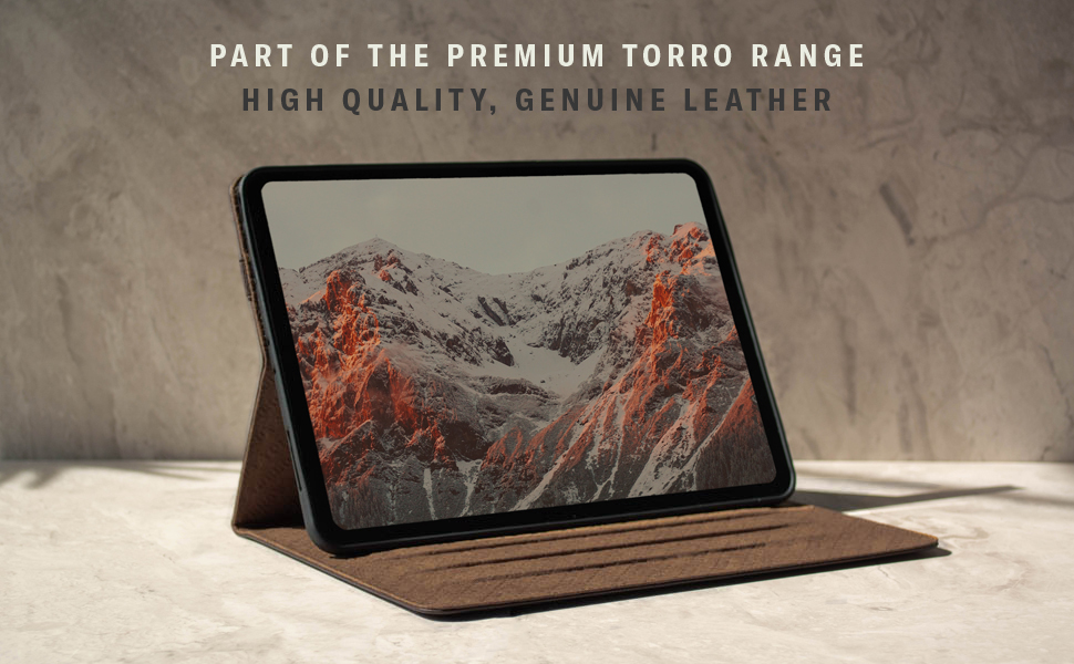TORRO Genuine Leather Stand Case Compatible with the Apple iPad Pro 11" 2nd Generation (Dark Brown)