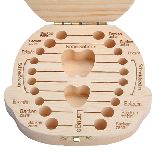 LATTCURE Zahnbox Holz Milchzähne Box