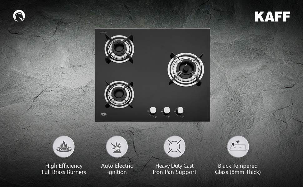 KAFF HBR 603 Builtin Hob/Hobtop 3 Burners, Auto Electric Ignition