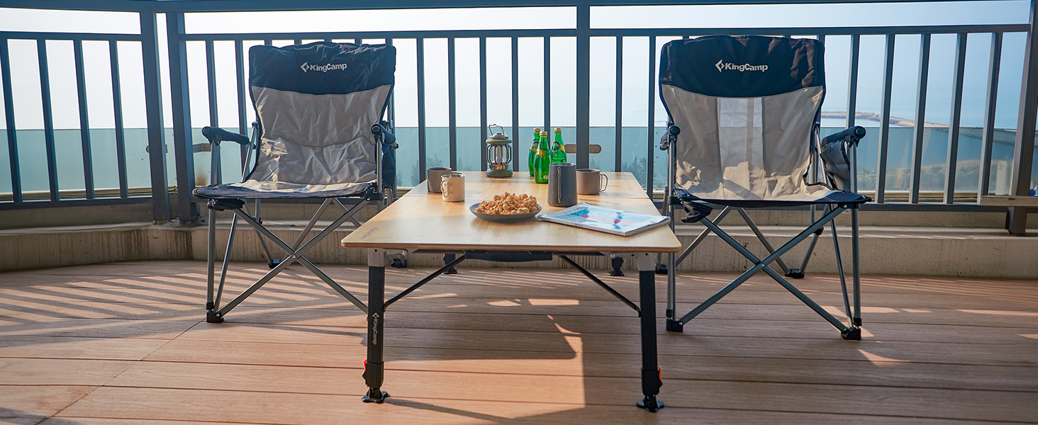 KingCamp BAM800 9595 折りたたみテーブル Amazon.com: KingCamp Bamboo Folding Table, 4-Fold Camping