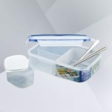 透明プラスチック食品保存容器3個セット 保存容器 300ml フレッシュロック 角型 選べるカラー 白 緑 茶