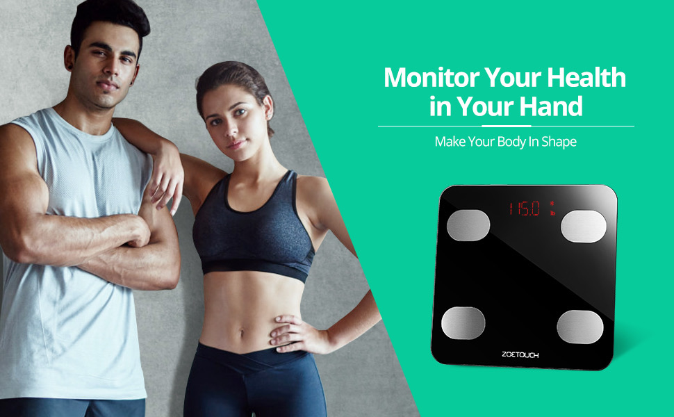ZOETOUCH Báscula de Baño, Escala Inteligente Balanza Digital Báscula