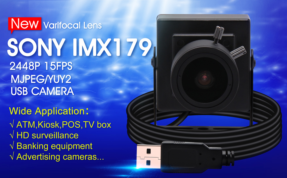 Varifocal lens usb camera 8MP usb webcam mini camera