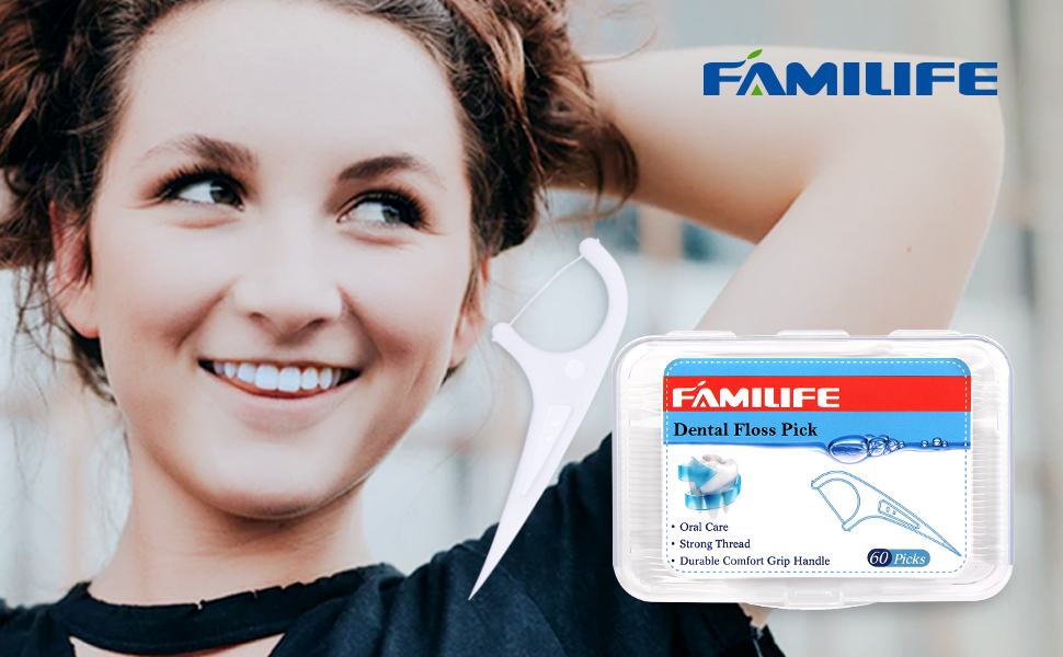 FAMILIFE Dental Floss Picks 240 Picks Threader Flosser