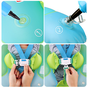 The inflataion step of swim float