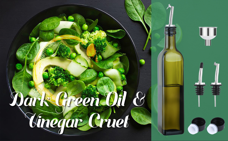 AOZITA 17oz Glass Olive Oil Bottle Dispenser 500ml Green