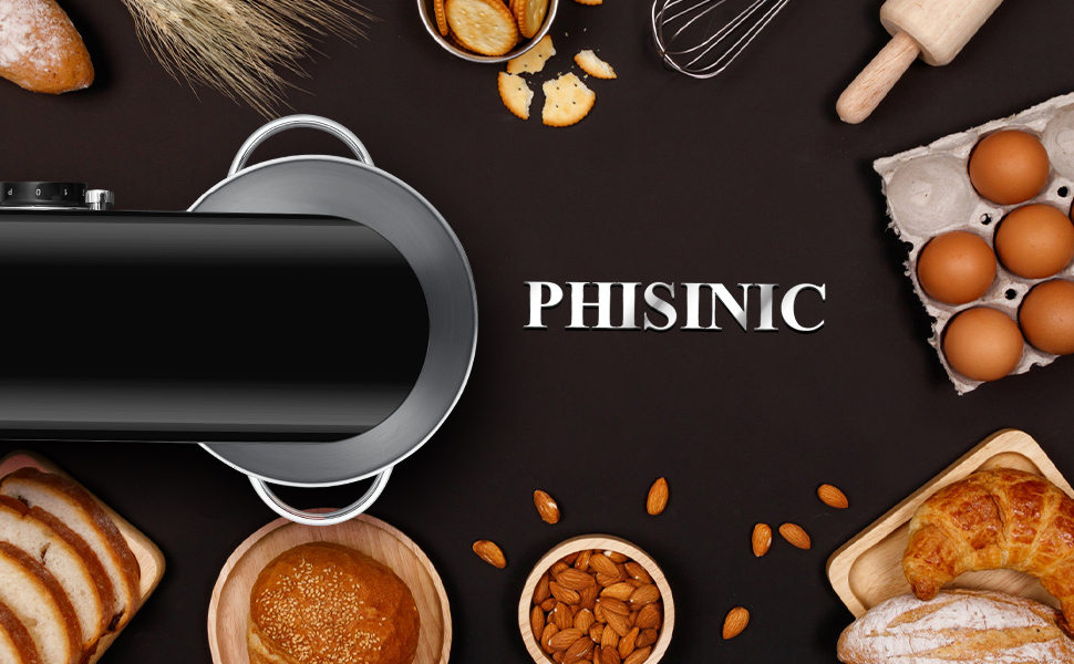 PHISINIC Stand Mixers for Baking, All Metal Food Mixer 6.5L 1800W
