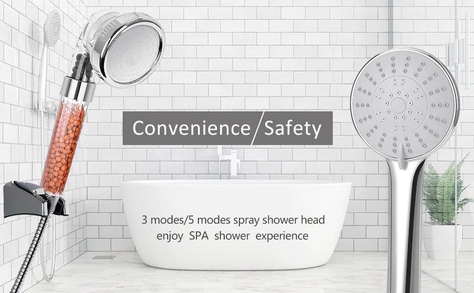 Ionic Shower Heads Handheld High Pressure Water Saving 3 Modes/5 Modes