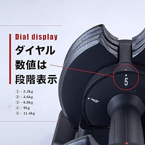 Amazon | nondata 可変式ダンベル 2.2～11.4kg 片手で簡単 5段階