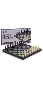  2-in-1 Travel Magnetic Chess and Checkers Game Set