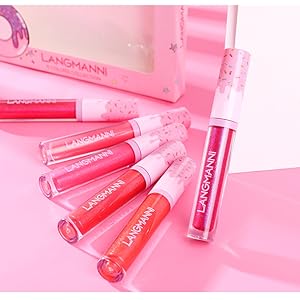 6PCS Set Donut Glitter Lip Gloss Shiny Diamond Liquid Lipstick Metallic Lip Color Lip Stains Tints