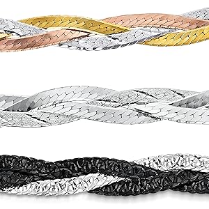 Amberta Joyería - Pulsera - Fina Plata De Ley 925 - Cadena de Herringbone - 5 mm - 19 cm