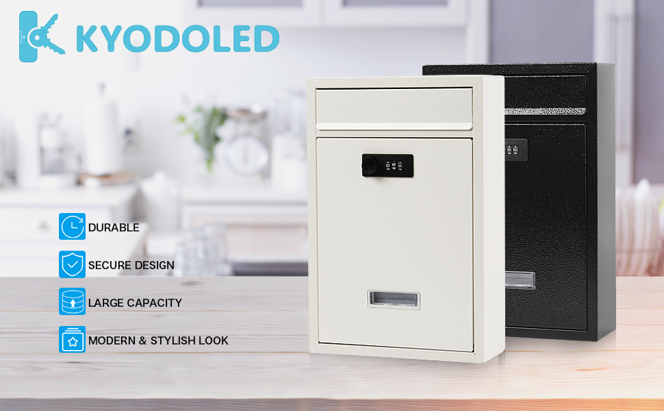 KYODOLED Locking Wall Mount Mailbox,Mail Boxes Outdoor with Combination Lock